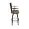 Holland Bar Stool Co Jackie with Arms 36 in. Swivel Bar Stool with Black Wrinkle Finish and Graph Cork Seat 415 - alternate 8